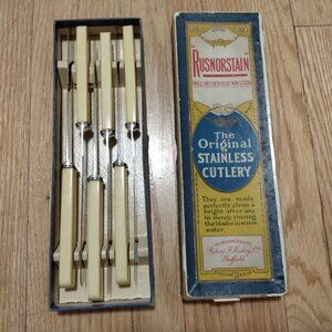 Rusnorstain Robert F. Mosley Sheffield Vintage Dessert Knives Cutlery Stainless
